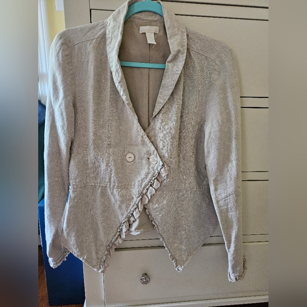 Whitewash Linen Double button blazer